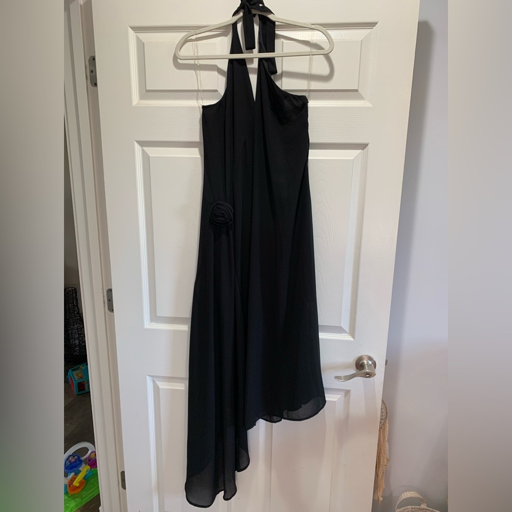 HYFVE Black One-Shoulder Halter Evening Dress